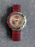 Vintage Swatch Polshorloge - Chronograaf - Rood/Zilver., Ophalen of Verzenden, Gebruikt, Swatch