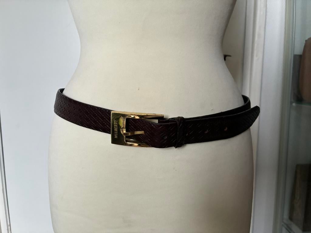 MULBERRY bruine gevlochten riem 103x3 NIEUW, Echt leder, Tailleriem, Ophalen of Verzenden, 3 tot 5 cm