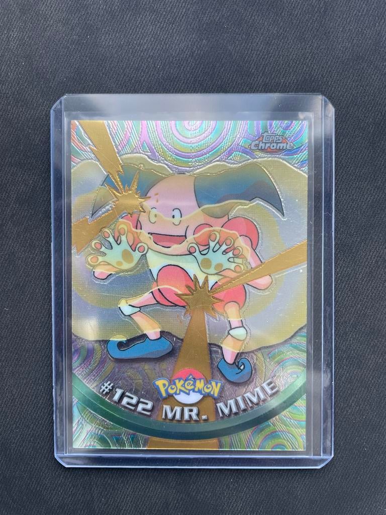 Topps Chrome Pokémon #122 Mr. Mime Foil Kaart, Ophalen of Verzenden, Zo goed als nieuw, Losse kaart, Foil