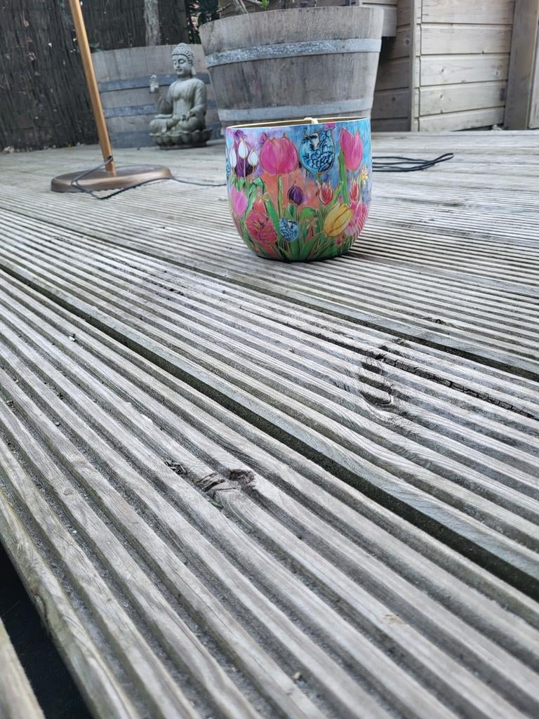 Kleurrijke bloempot van TS Collection, handgeschilderd, Ophalen of Verzenden