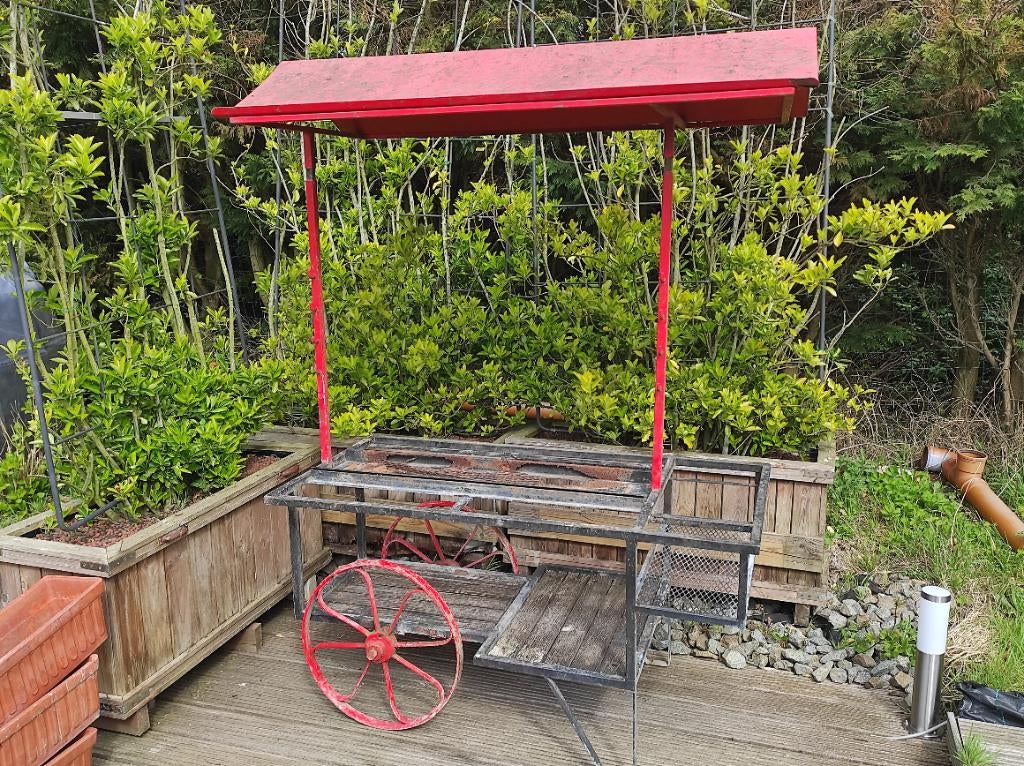 Vintage marktkraam bbq buitenkeuken met afneembaar dak, Ophalen