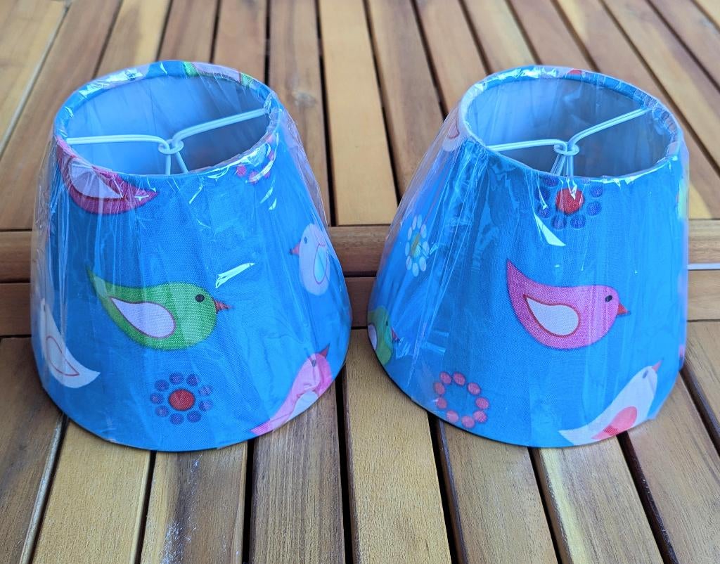 2 lampenkapjes met vogeltjes, Ophalen of Verzenden, Nieuw, Ovaal, Minder dan 25 cm