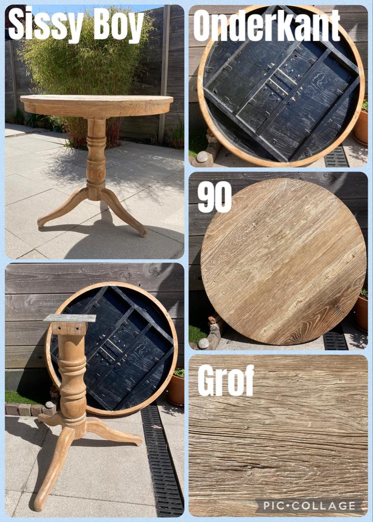 Ronde houten tafel 90 cm van Sissy Boy, voor 2 personen, Ophalen, Rond, Tot twee personen, 50 tot 100 cm