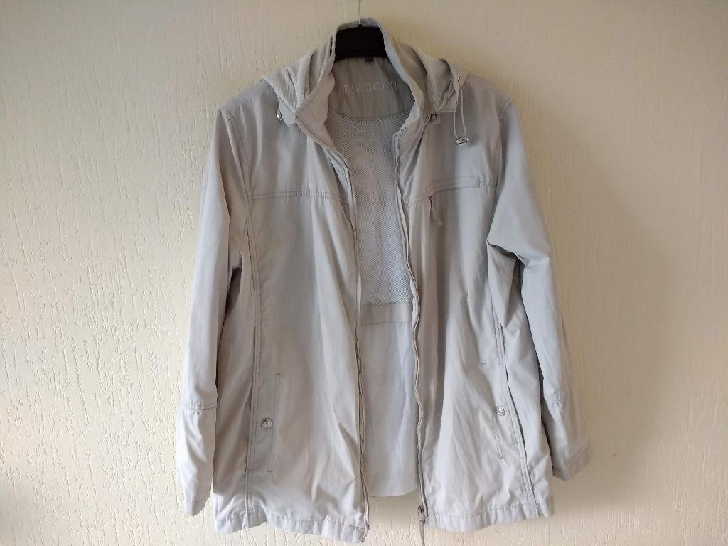 Gevoerd zomerjack jas dames maat 46 beige, ecru met capuchon, Ophalen of Verzenden, Zo goed als nieuw, Maat 46/48 (XL) of groter