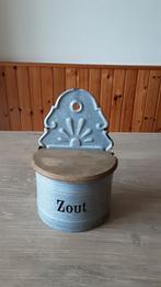 EMAILLE GRIJSGEWOLKTE ZOUTPOT., Ophalen of Verzenden