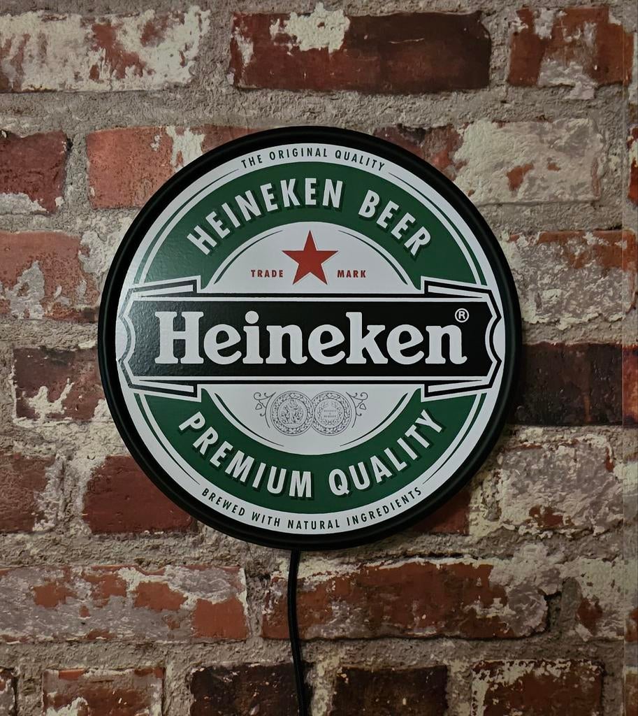 Heineken reclamebord met Ledverlichting 20 cm, Verzamelen, Merken en Reclamevoorwerpen, Ophalen of Verzenden, Reclamebord