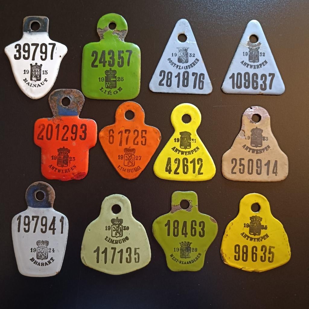 Lotje antieke emaille fiets taxplaatjes., Ophalen of Verzenden