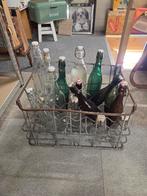 Brocante vintage flessenhouder, flessenkrat met flessen, Ophalen
