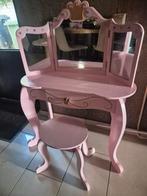 Zeer degelijke roze kaptafel met krukje voor kinderen, Ophalen, Gebruikt, Overige typen