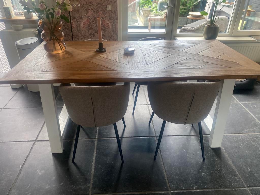 Eettafel massief hout 200 x 100, Huis en Inrichting, Tafels | Eettafels, Ophalen, Gebruikt, 200 cm of meer, 50 tot 100 cm