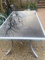 Tuintafel met glazen blad, Ophalen of Verzenden, Gebruikt, Rechthoekig, Metaal