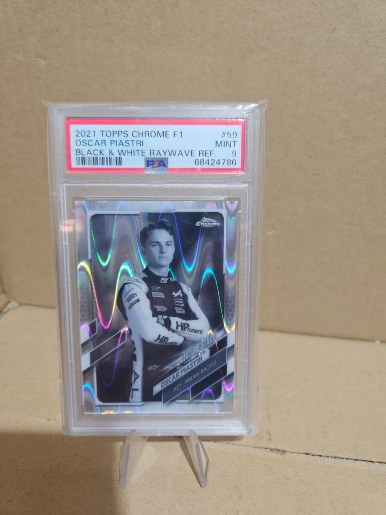 59 oscar piastri topps chrome f1 2021 f2 prema raywave psa9, Ophalen of Verzenden, Nieuw, Plaatje