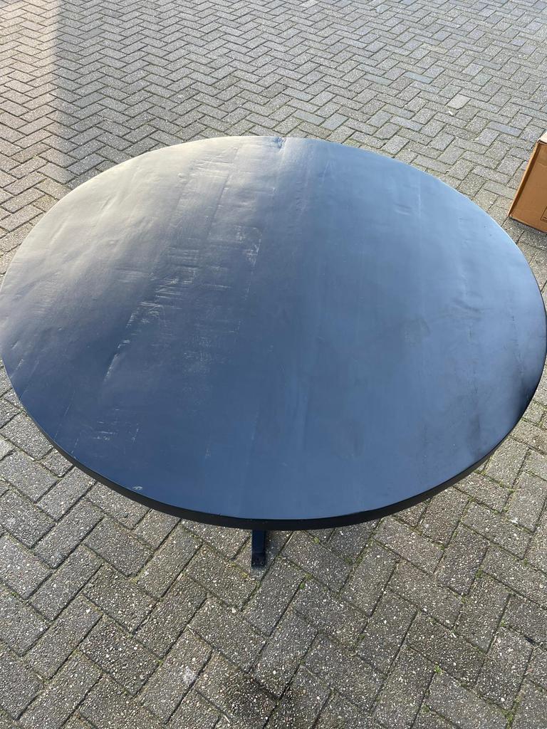 Mangohouten eettafel rond 130cm, Ophalen of Verzenden, Zo goed als nieuw, Rond, 100 tot 150 cm