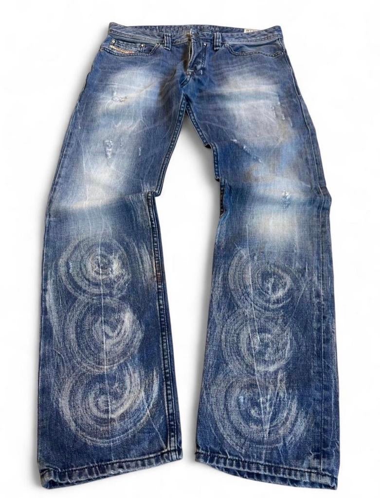 Diesel Safado Jeans 33x32  Distressed Straight Denim, Ophalen of Verzenden, Gedragen, Blauw, W33 - W34 (confectie 48/50)