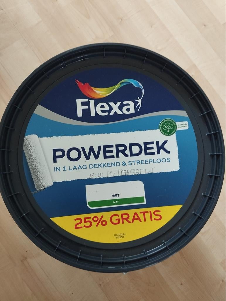 Flexa Powerdek Muurverf 12,5L Wit Mat Ongeopend, Ophalen, Nieuw, Wit