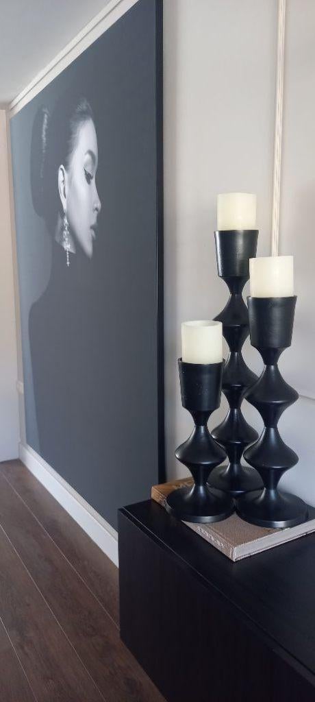 Colmore by Diga Set kandelaren Zwart 18x35 18x50 18x70 cm, Huis en Inrichting, 50 tot 75 cm, Zwart, Nieuw, Ophalen of Verzenden