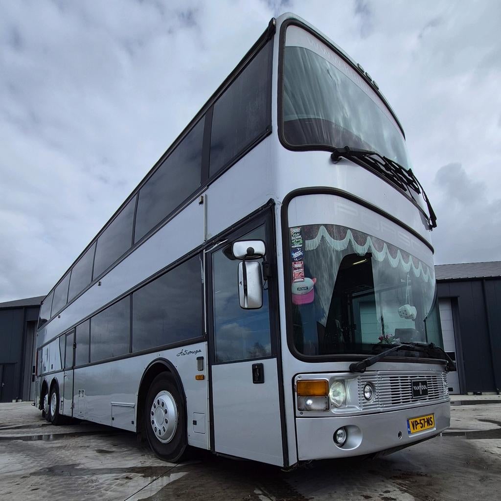 Van Hool dubbeldekker bus– camper/ race/ evenementen, Auto's, Vrachtwagens, Overige merken, Zwart, Particulier, Zilver of Grijs
