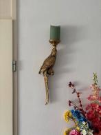 Goudkleurige Papegaai Wandkandelaar - Unieke Wanddecoratie, Overige materialen, Overige kleuren, 25 tot 50 cm, Ophalen of Verzenden