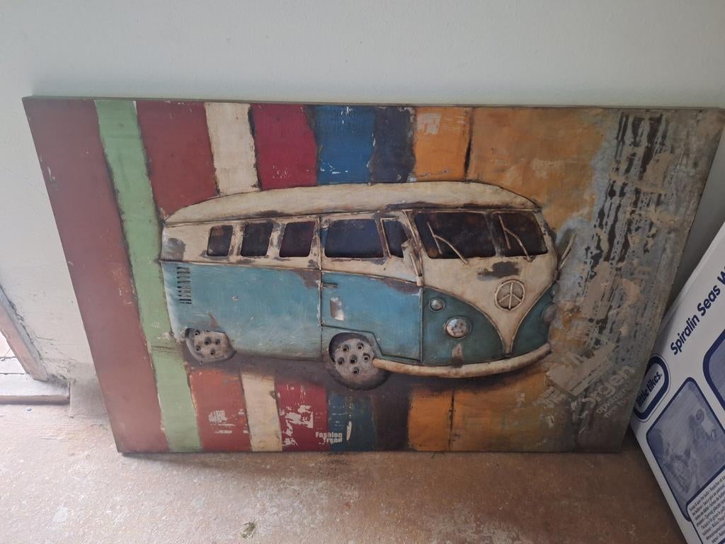 Metalen schilderij Volkswagen T2 busje 120x80 cm, Ophalen