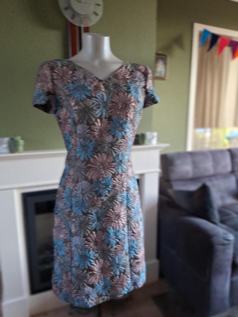 Caroline Biss bloemen roze blauw bruin jurk 38, Maat 38/40 (M), Bruin, Verzenden, Zo goed als nieuw