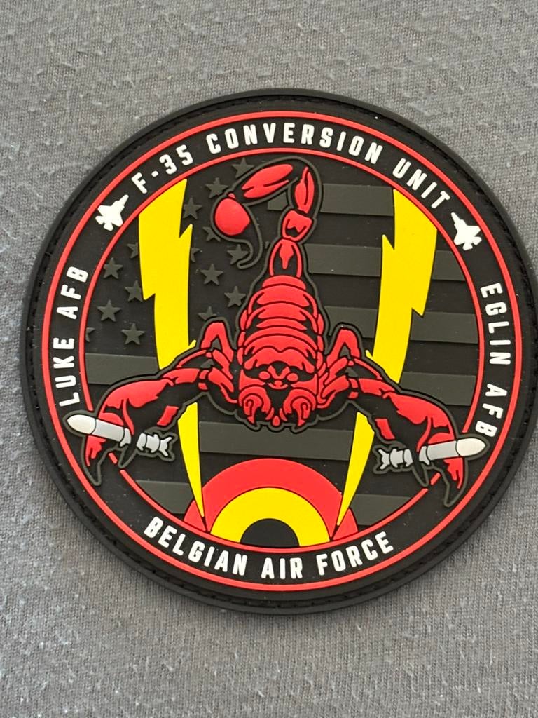 Pvc embleem BAF F-35 conversion unit 312 SQN, Verzenden, Luchtmacht, Overige gebieden, Embleem of Badge