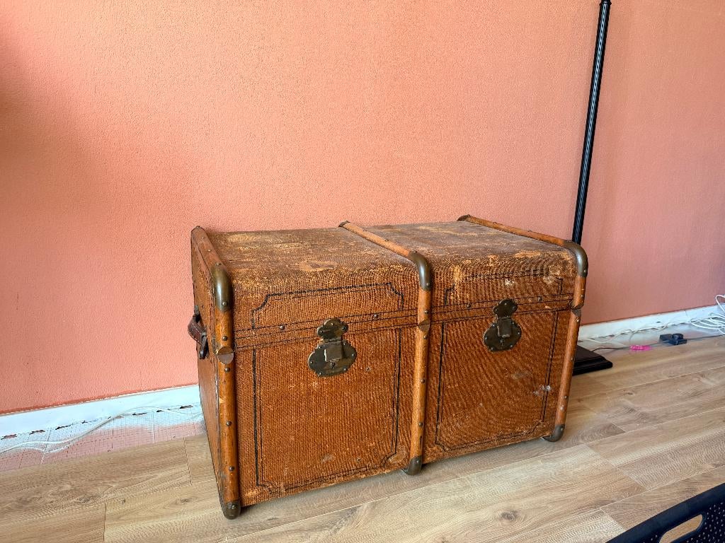 Vintage Hutkoffer / Reiskist – Rotan Look, Ophalen, Minder dan 50 cm, Gebruikt, 50 tot 100 cm