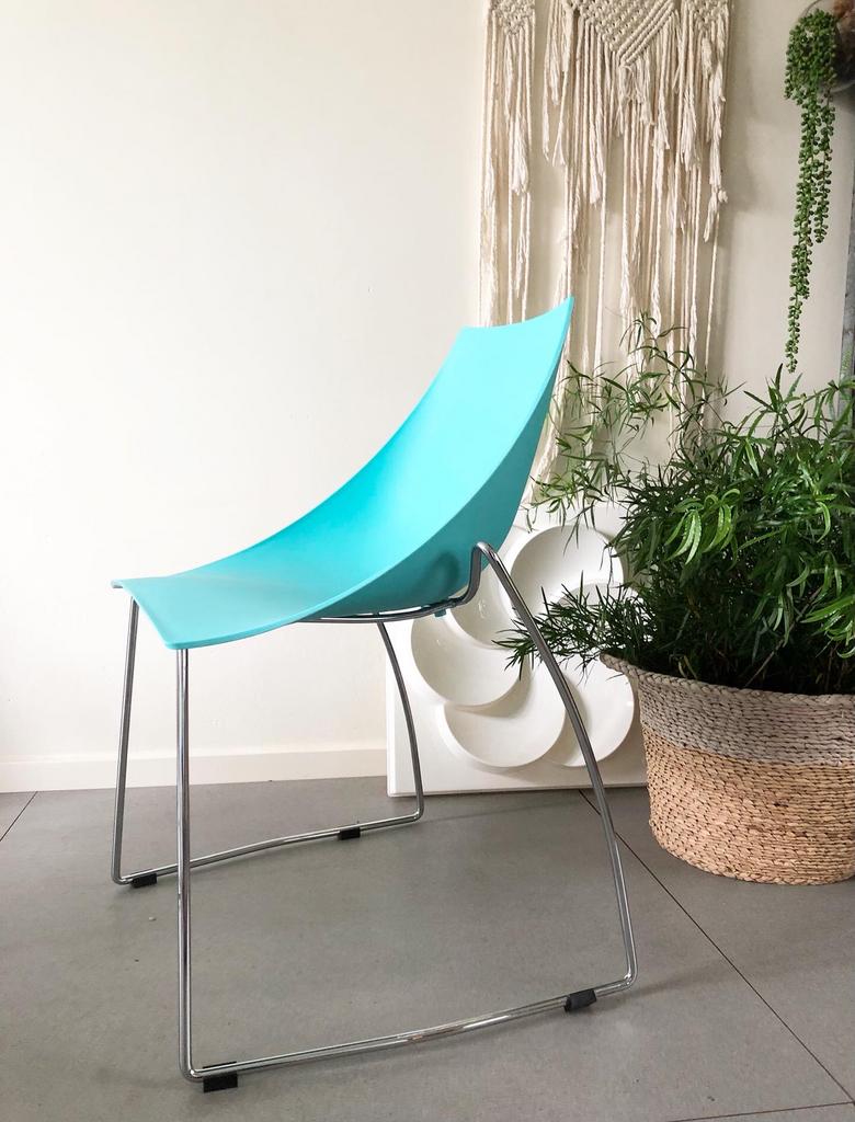 Coole set (5x) Parri - Marco Maran ‘Fly’ Design stoelen, Huis en Inrichting, Stoelen, Ophalen, Blauw, Zo goed als nieuw, Design stoelen draadstoelen draad kunststof