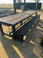 Massieve Douglas/Lariks tuintafel 4 meter + bank – opknapper, Ophalen, Gebruikt, Rechthoekig, Hout