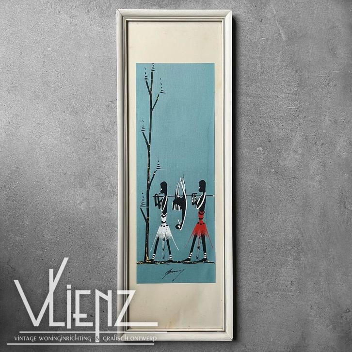 Vintage Afrikaans kunstwerk, kunst, waarschijnlijk Congo, Antiek en Kunst, Kunst | Niet-Westerse kunst, Ophalen of Verzenden