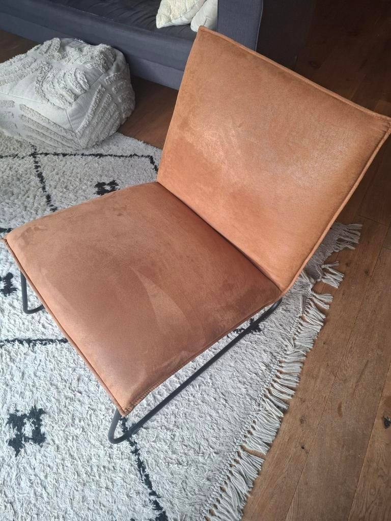 Cognac Fautuil - Stijlvol en Comfortabel, Ophalen, Gebruikt, Modern, Industrieel, 75 tot 100 cm