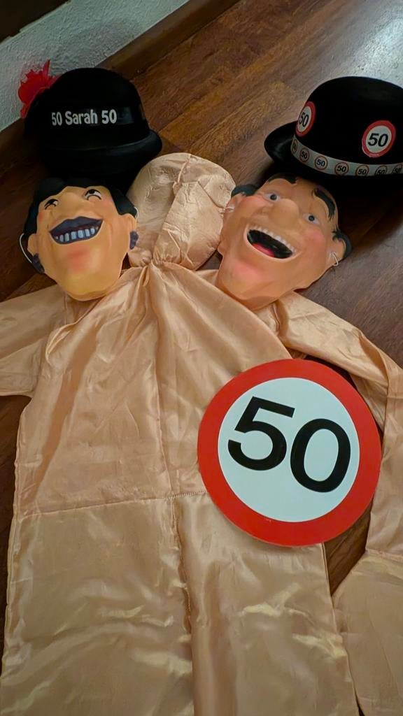 Sarah en Abraham pop 50 jaar feest decoratie, Ophalen of Verzenden, Gebruikt, Versiering, Abraham of Sarah