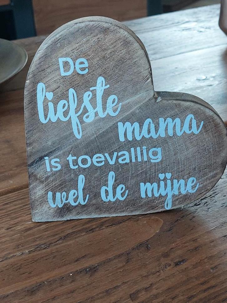 2 stuks houten decoratie hart met tekst, Huis en Inrichting, Woonaccessoires | Overige, Nieuw, Ophalen of Verzenden