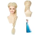 Luxe Frozen Disney pruik Elsa roomblond met vlecht, Ophalen, Nieuw, Pruik of Haarverlenging