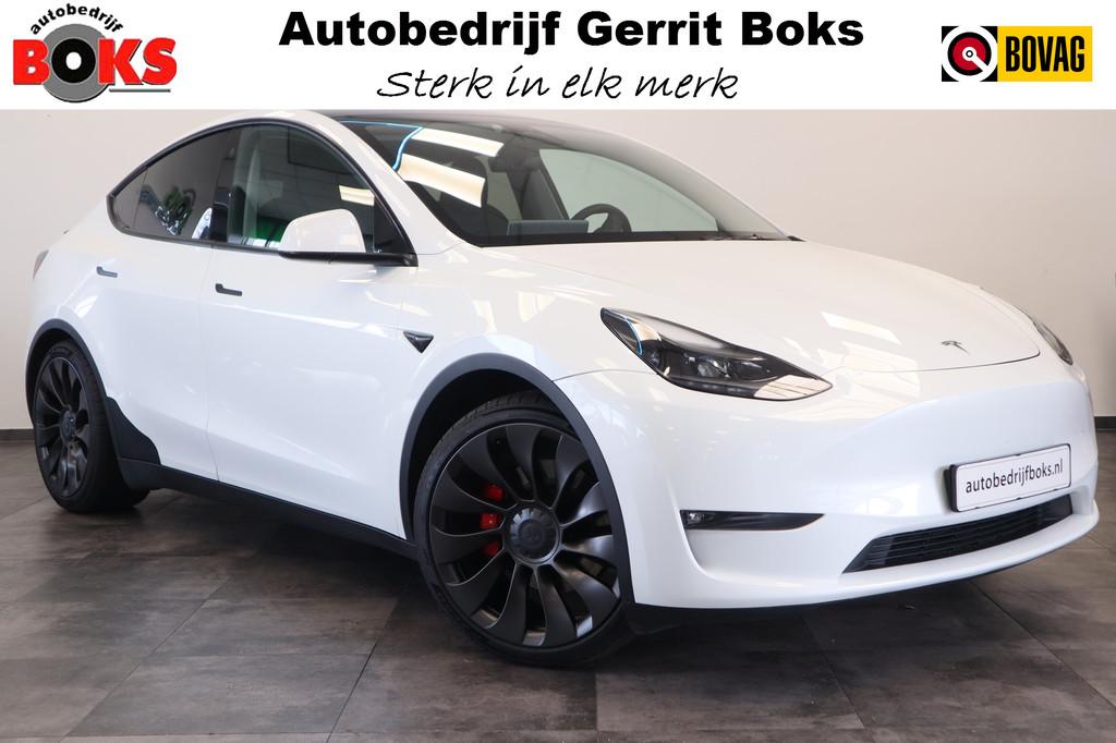 Tesla Model Y Performance AWD 75 kWh ACC Panoramadak HW3, Auto's, Tesla, Automaat, Gebruikt, Zwart, 1885 kg