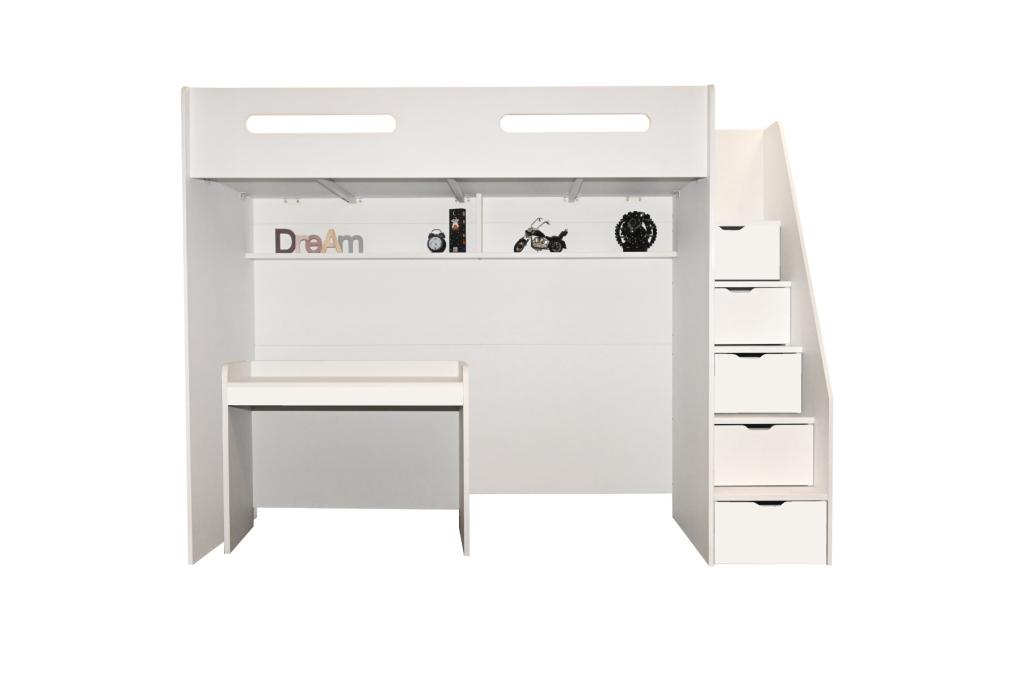 Options hoogslaper - 90x200 - Wit, Huis en Inrichting, Slaapkamer | Stapelbedden en Hoogslapers, Niet ingevuld, Niet ingevuld