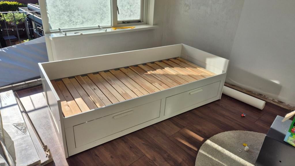 Ikea bed, logeerbed, bedbank, Huis en Inrichting, Ophalen, Gebruikt, Eenpersoons, Wit