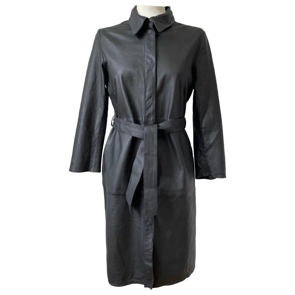 Halflange Zwarte Lams Leren Jurk - Ibana * Mt. 38 * Nieuw *, Kleding | Dames, Jurken, Maat 38/40 (M), Zwart, Nieuw, Ophalen of Verzenden