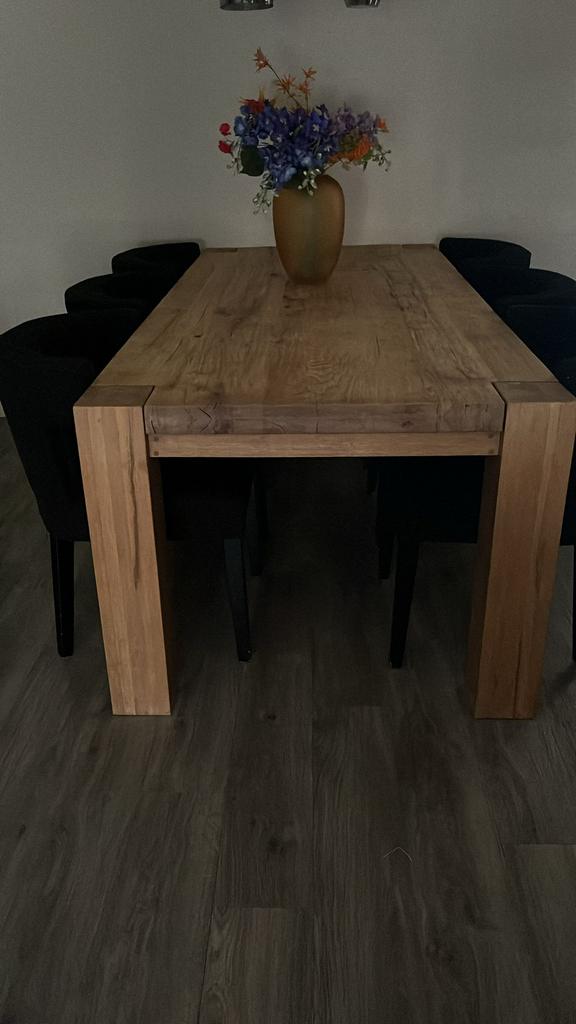 Eichholtz eettafel+stoelen, 100 tot 150 cm, 200 cm of meer, Ophalen of Verzenden, Zo goed als nieuw