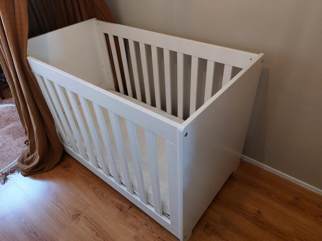 Woood New Life houten ledikant wit 120 x 60, Ophalen, Gebruikt, Jongetje of Meisje