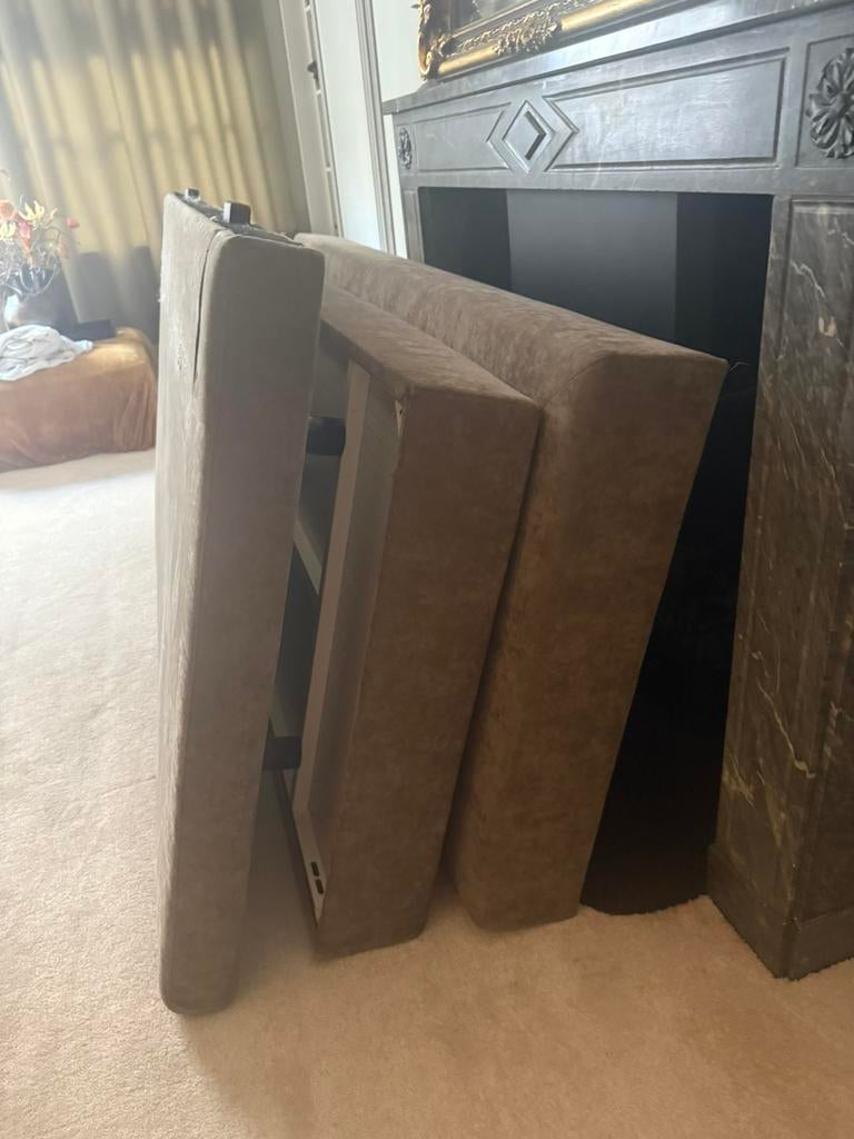 Auping boxspring met achterstel fluweel 180x210, 210 cm, Tweepersoons, Ophalen of Verzenden, Zo goed als nieuw