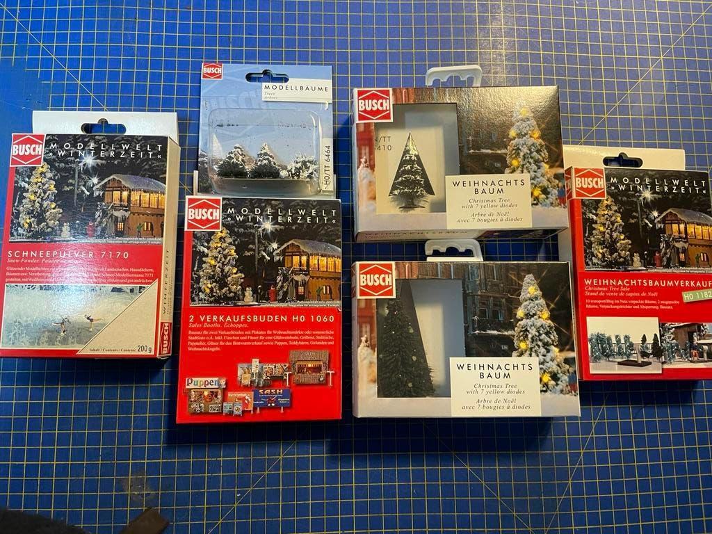 Busch diverse Winter doosjes HO schaal 1:87 NIEUW, Overige merken, Verzenden, Gelijkstroom of Wisselstroom, Brug, Tunnel of Gebouw