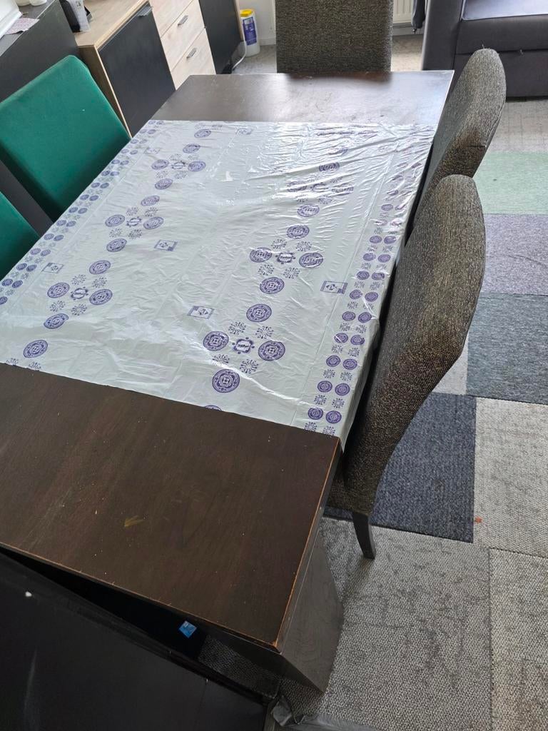 Eettafel met 5 stoelen - Donkerbruin, dining table, Huis en Inrichting, Gebruikt, 100 tot 150 cm, Modern, Vier personen