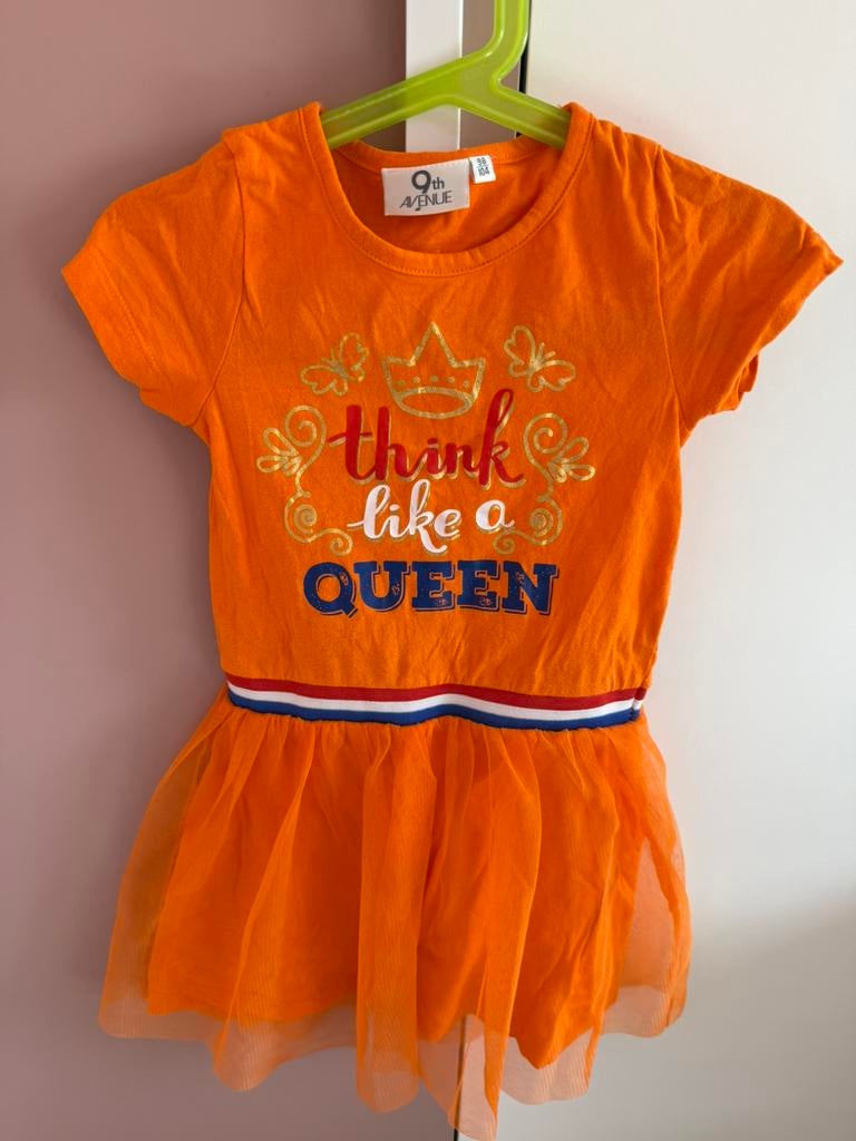 Koningsdag jurkje 98/104, Kinderen en Baby's, Kinderkleding | Maat 98, Ophalen, Zo goed als nieuw, Meisje, Jurk of Rok