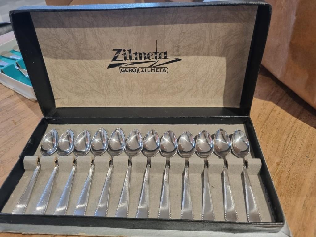 Vintage Zilmeta Gero lepeltjes set | 12 stuks | In doos, Ophalen of Verzenden