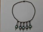 Vintage Art Deco halsketting met maanstenen, Overige materialen, Gebruikt, Ophalen of Verzenden, Met edelsteen
