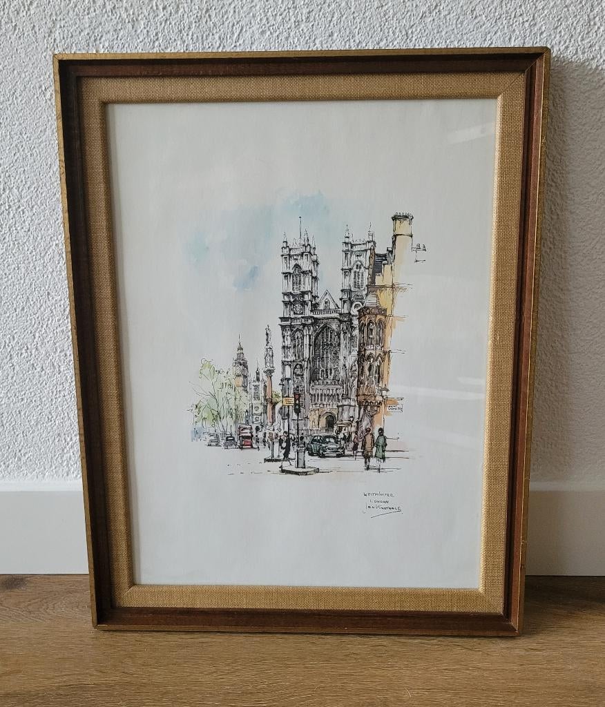 Jan Korthals (1916-1972) Westminster Londen, Antiek en Kunst, 46 cm, 1950 - 1999, Ophalen of Verzenden, 36 cm
