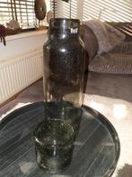 Grijze glazen vaas van Dutz en windlicht, Ophalen, Overige kleuren, Minder dan 50 cm, Glas
