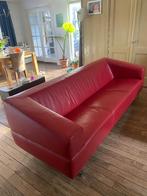 Prachtige designbank rood leer 3-zitter, Ophalen, Design, Driepersoons, Zo goed als nieuw