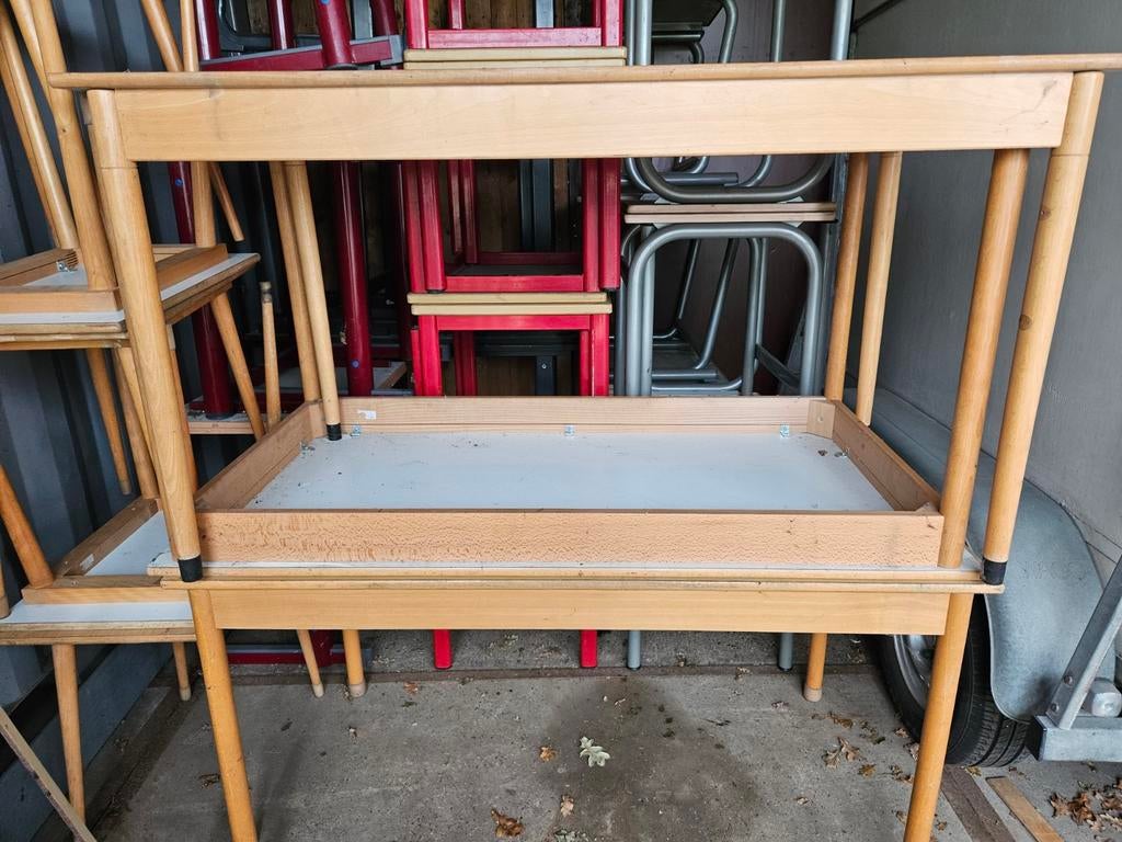 TAFELS SCHOOLTAFELS STOELEN, Huis en Inrichting, Tafels | Eettafels, Ophalen, Gebruikt, Rechthoekig, 50 tot 100 cm