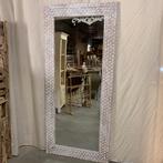 Spiegel – white wash houten lijst - 200 x 90 cm - TTM Wonen, TTM Wonen, Meubels – (Perzische) Tapijten en Woonaccessoires, 200 cm of meer